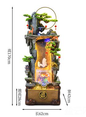 正品新中式落招流水摆件循地环水乔幕墙室内假山水景客厅玄关财开