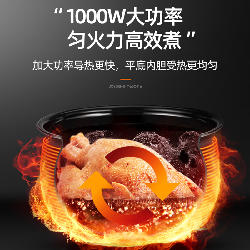 九阳电压力锅家用高压锅饭煲智能全自动旗舰店多功能双胆60C816高清大图