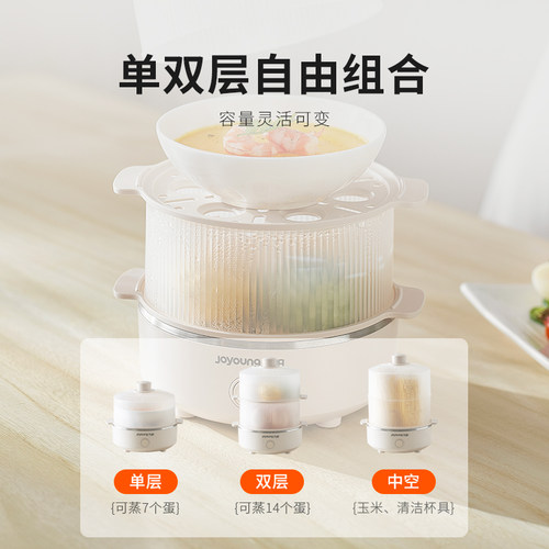 九阳煮蛋器蒸蛋器多功能双层家用小型电蒸锅鸡蛋羹早餐机烹饪机 - 图1