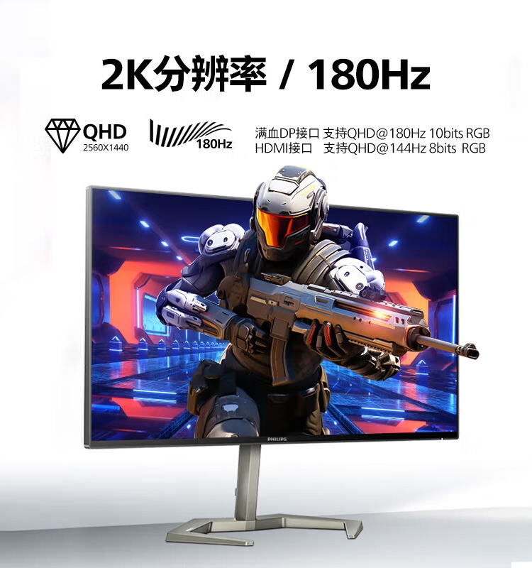 飞利浦27M1N5500ZR27英寸2K180Hz显示器HDR400Nano IPS游戏电竞屏 - 图0