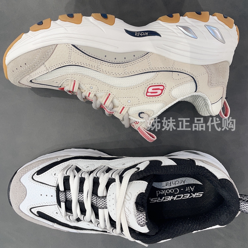 Skechers斯凯奇女鞋2023厚底熊猫鞋运动休闲老爹鞋拼接耐磨149805