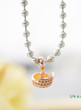 复古欧美银珠建筑串珠吊坠手链