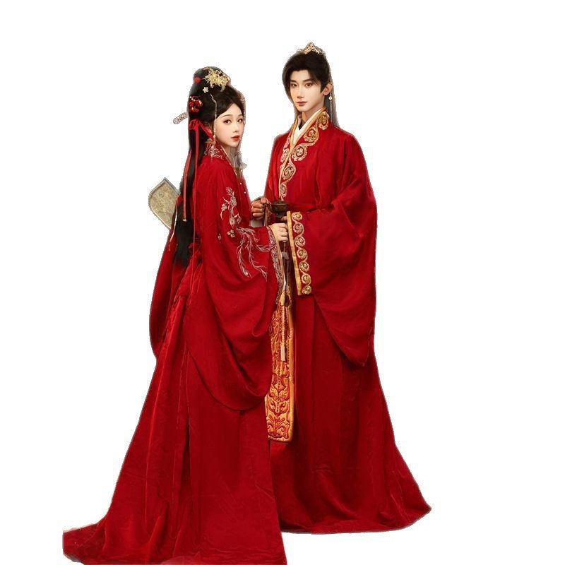 洛竹原创汉服2025新款婚服改良战国袍刺绣手工钉珠拖尾订婚结婚服,淘宝优惠券,粉丝福利购,淘宝优惠卷