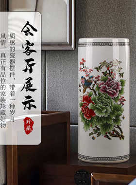 雪景字画景德镇书画筒陶瓷