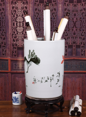 景德镇陶瓷手绘书画落地卷轴缸
