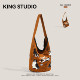 Niche retro shoulder bag cute puppy canvas bag