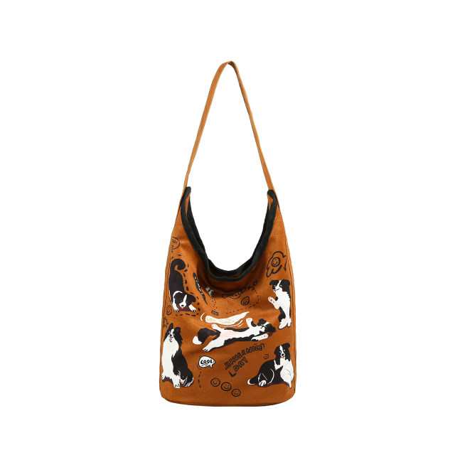 Niche retro shoulder bag cute puppy canvas bag