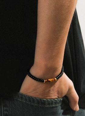 POHIER虎眼石黑玛瑙手串