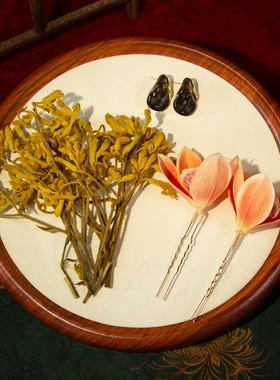 水舞U2199新中式黄色袋鼠爪花朵气质网红新娘旗袍晨袍中国风发饰