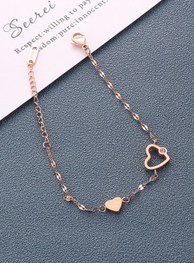 钛钢手链女跳动的心少女心手饰ins超仙学生心形手工饰品新品上市