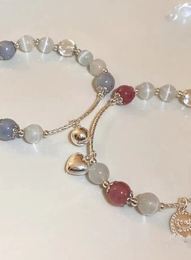 甜酷简约拼接爱心串珠手链女轻奢小众精致高级感手串闺蜜情侣饰品