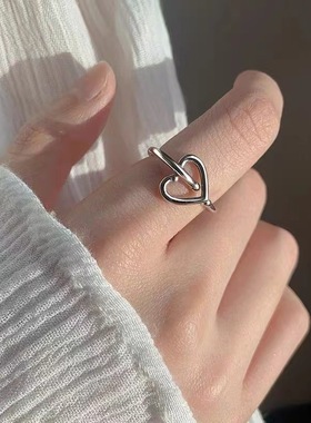 花迹碎冰蓝蝴蝶戒指女款小众设计感开口可调节食指戒超仙气质指环