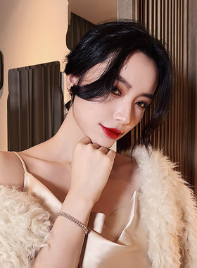 高级感锆石手链女潮 小众设计几何闺蜜姐妹情侣手饰网红气质手环