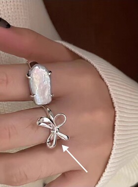 甜美镂空蝴蝶结戒指女时尚个性叠戴开口指环ins小众学生食指戒潮