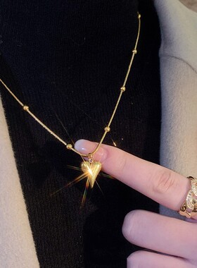 钛钢轻奢爱心项链女ins气质网红简约冷淡风锁骨链小众设计闺蜜潮