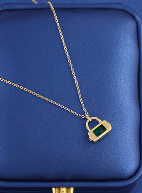 2024新款高级感祖母绿包包锁骨链项链女韩版时尚气质感个性项饰潮