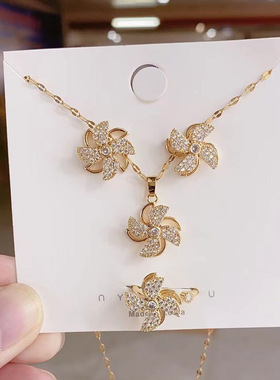 可旋转风车锆石项链女 轻奢小众设计感简约ins冷淡风高级感锁骨链