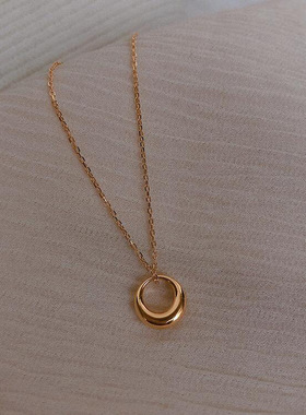 小众极简约项链女轻奢几何环圆圈幸运环钛钢冷淡风圆环锁骨链气质