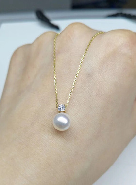 镶钻吸睛小灯泡正圆强光牛头四爪珍珠锁骨链百搭约会项链女钛钢潮