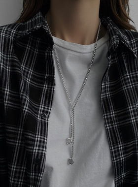 创意朋克风长款耳机项链女ins潮牌嘻哈小众设计感毛衣链个性颈链