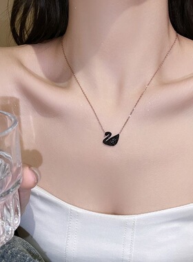 ins黑天鹅项链女跳动的心锁骨链