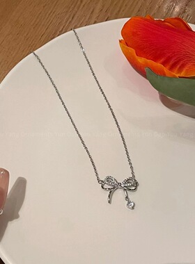 蝶梦蝴蝶结锆石锁骨链女夏季i