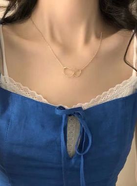 韩国东大门ins冷淡风简约双环小众设计感网红潮项链女锁骨链颈链