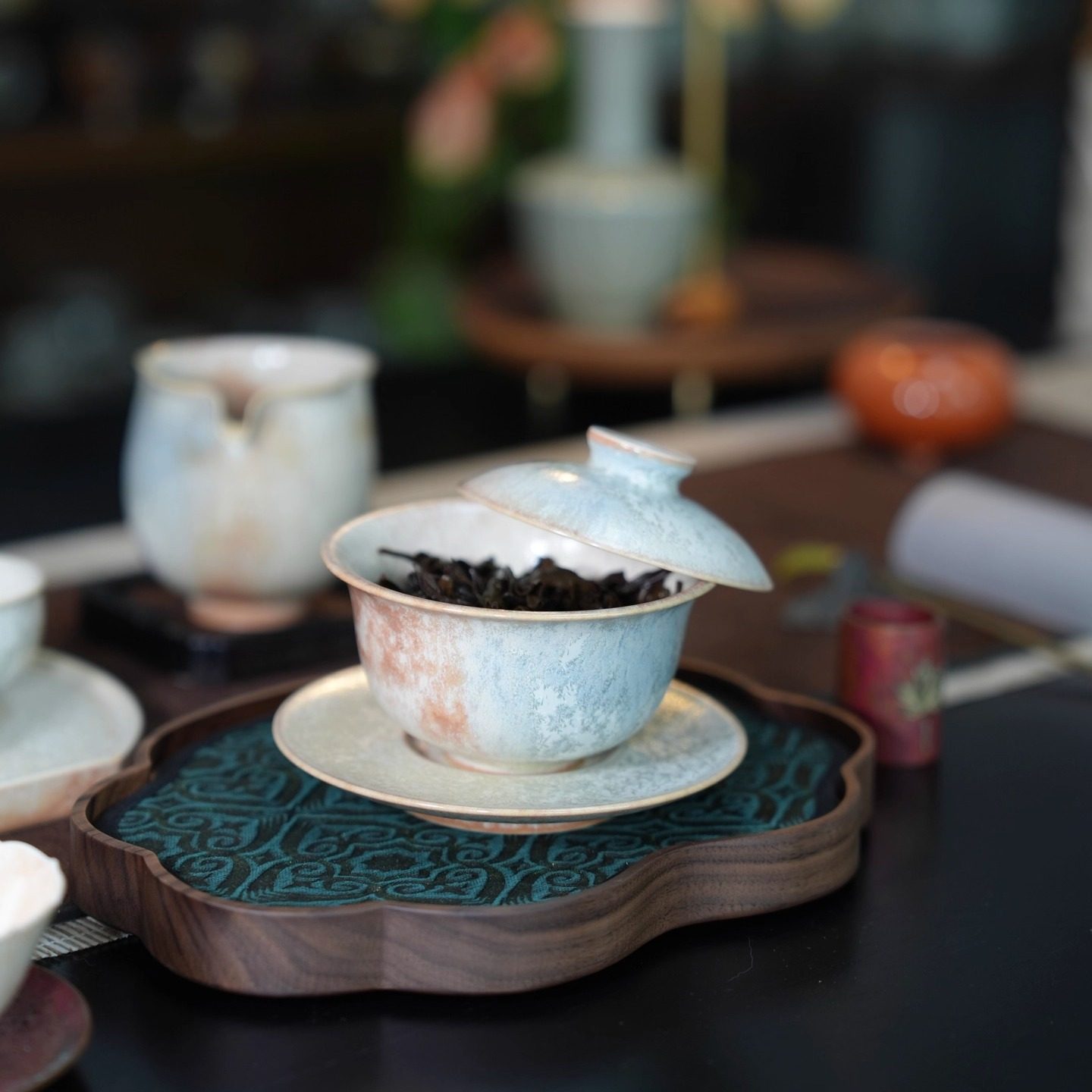 景德镇纯手工三才盖碗套组窑变结晶釉高颜值盖碗送人茶具礼物,淘宝优惠券,粉丝福利购,淘宝优惠卷