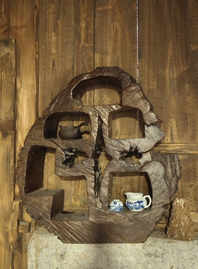 金丝楠木精品博古架圆多宝阁置物多层展示背景台整木雕刻厂价包邮