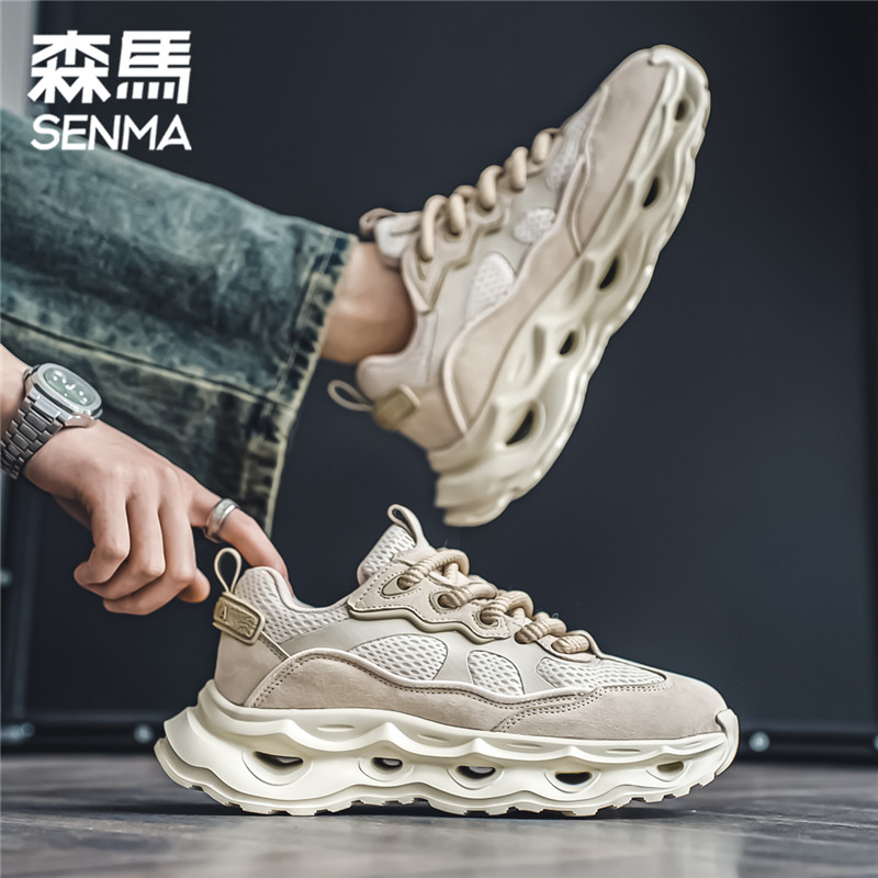 森马增高鞋男鞋秋季隐形内增高6cm休闲运动鞋潮牌老爹鞋厚底增高 - 图0