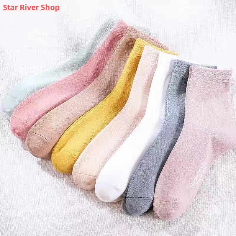 5 pairs/Lot Hot Sale Women Cotton Socks Simple Beauty Englis - 图2