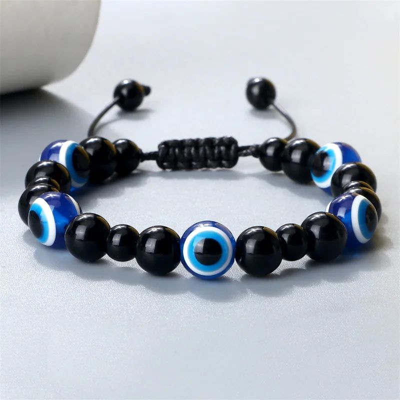 Charm Black Matte Lava Beads Bracelet Turkish Lucky Evil - 图1