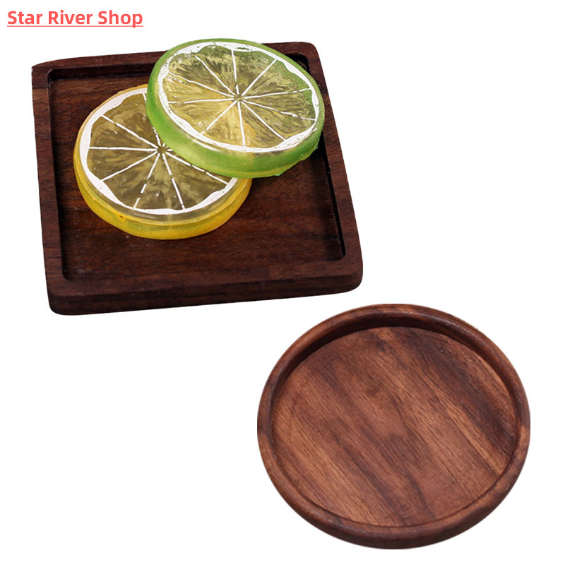 Tea Coffee Cup Pad Placemats Decor Walnut Wood Coasters Dura - 图1