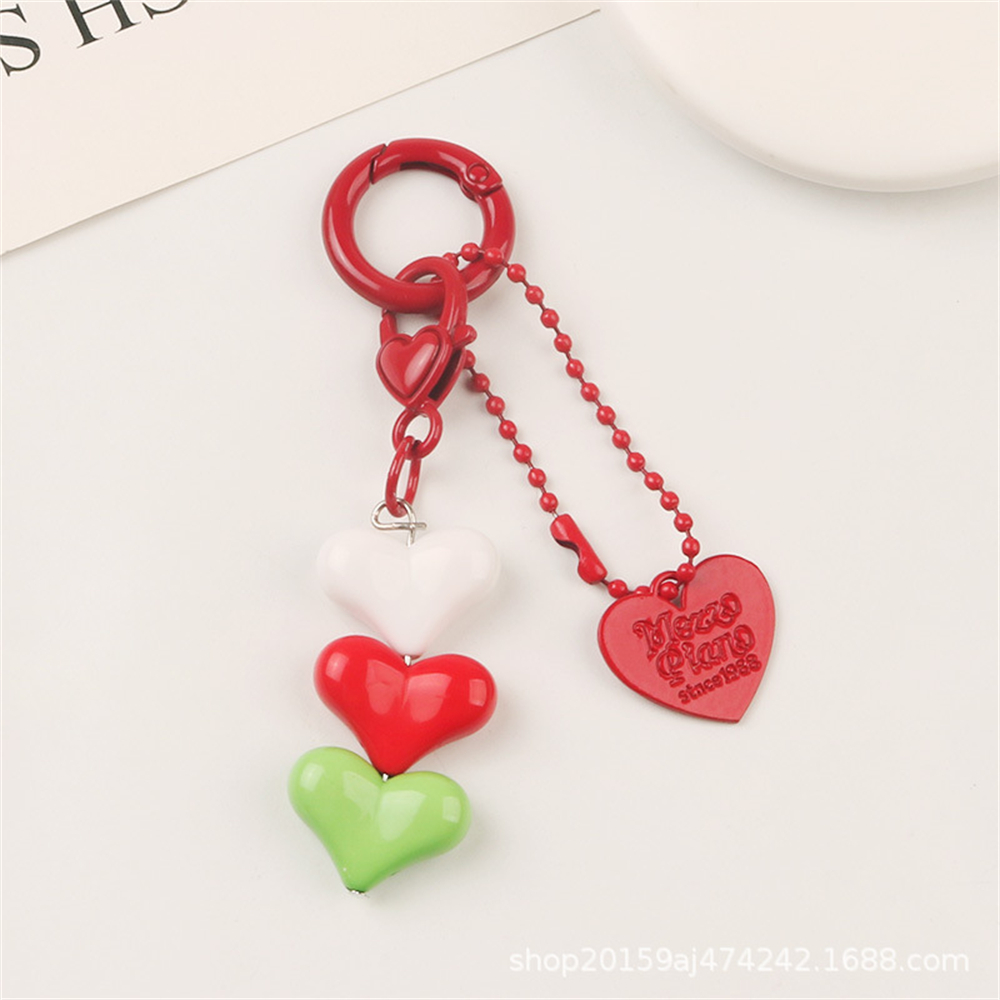 Cute Stacked Love Heart Keychain Diy Heart Charms Car Backpa - 图3