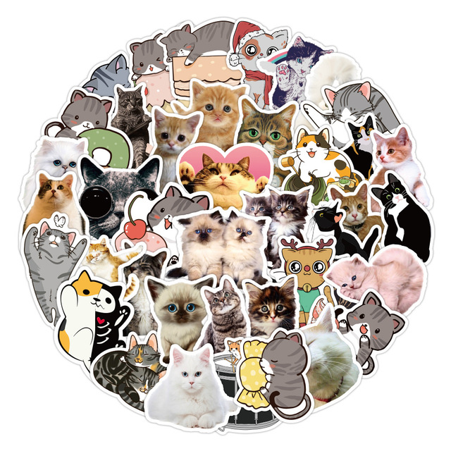 50/54 Pcs Cute Cats Animal Graffiti Sticker Mixed Style Toys - 图1