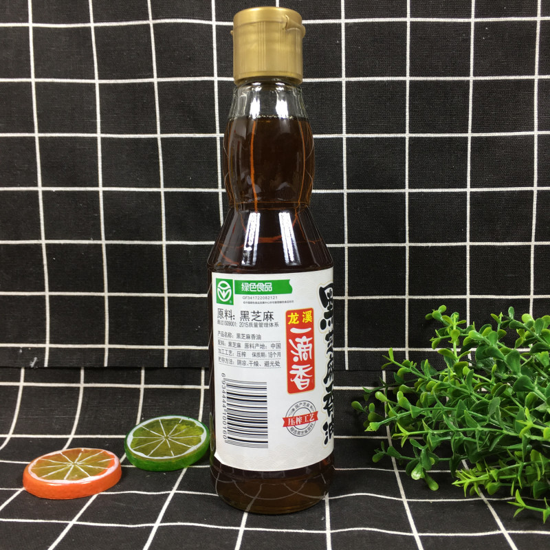 安徽池州龙溪一滴香黑芝麻香油405ml*2瓶压榨工艺纯黑芝麻油免邮-图1