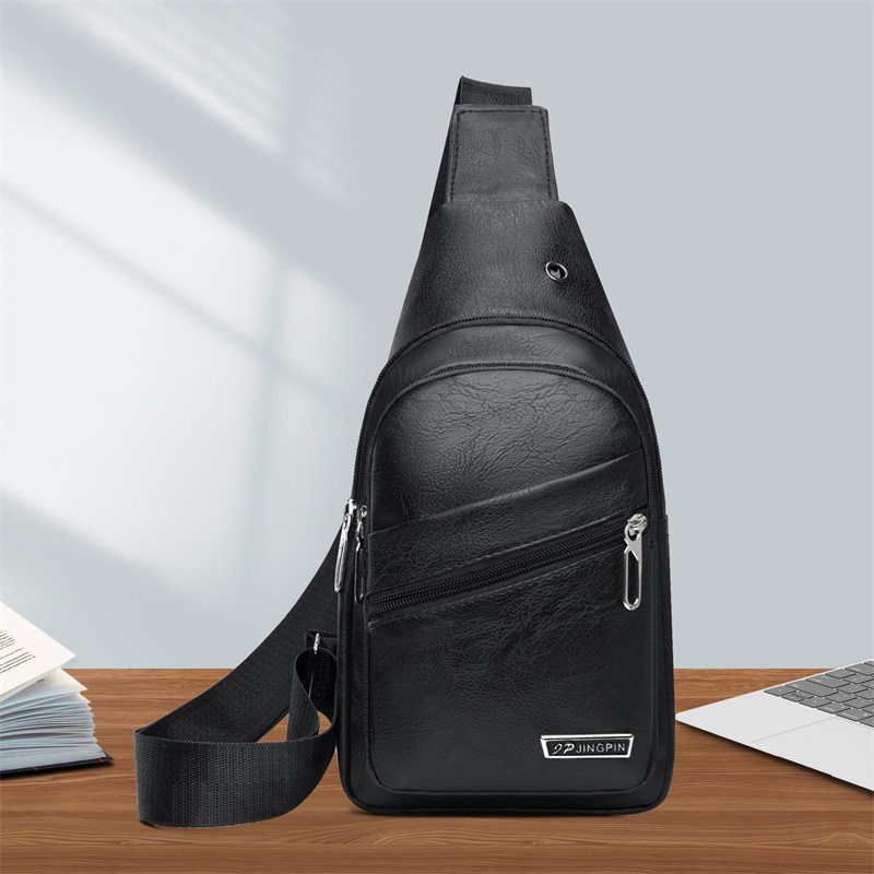 Men's and women's PU soft leather waterproof lightweight crossbody chest bag