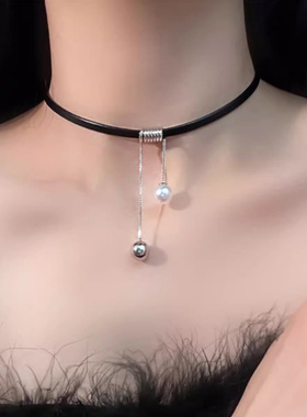 简约珍珠流苏锁骨链61
