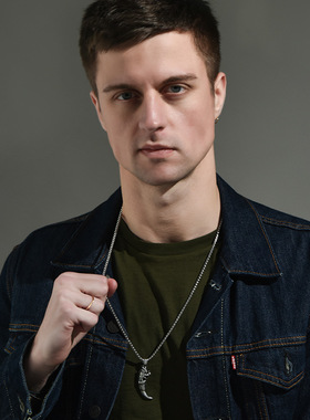 欧美潮人狼牙钛钢项链