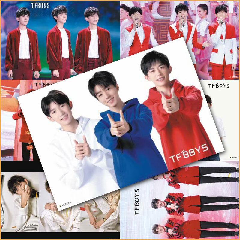 TFBOYS海报易烊千玺新款高清壁纸墙纸挂画明星签名明信片周边学生