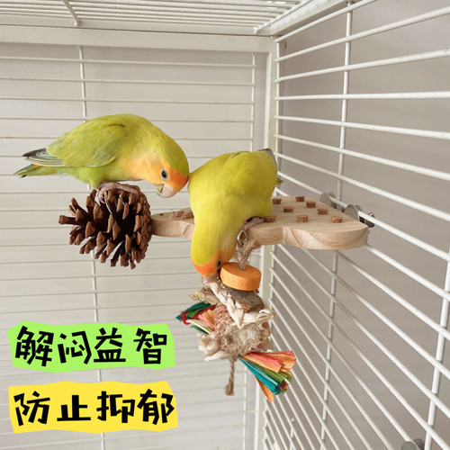 鹦鹉圣诞树型小鸟啃咬解压原木站台牡丹虎皮磨牙解闷益智秋千玩具 - 图1