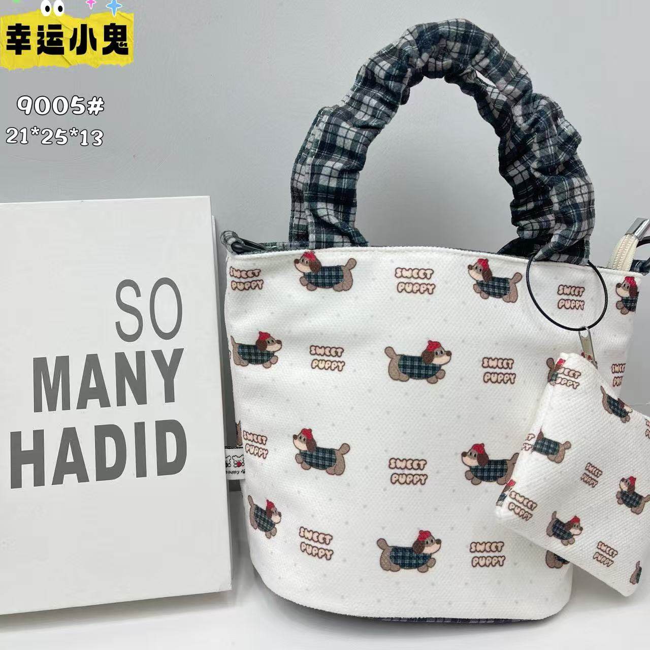 拉链封口手拎包水桶包插画休闲通勤单肩斜挎布包包女款,淘宝优惠券,粉丝福利购,淘宝优惠卷