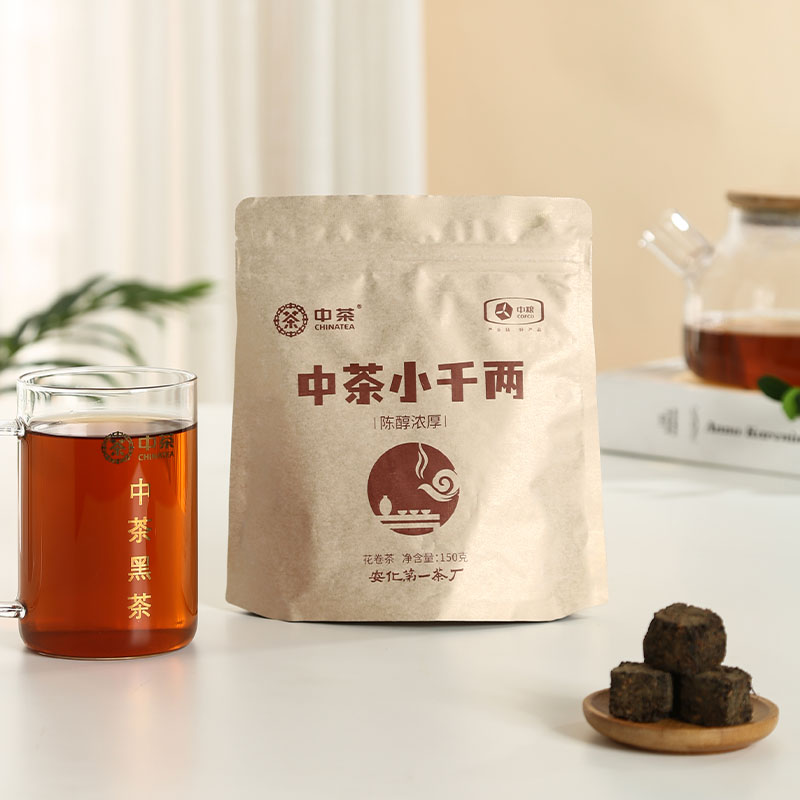 中茶茶叶湖南安化黑茶小千两茯茶茶砖150g中华老字号-图0