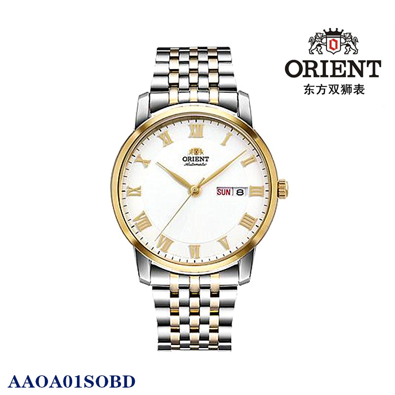 新品Orient/东方双狮男表 自动机械手表复古双日历钢带AAOA01S0BD - 图3