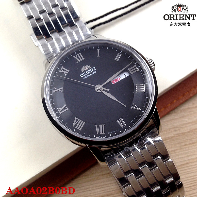 新品Orient/东方双狮男表 自动机械手表复古双日历钢带AAOA01S0BD - 图2