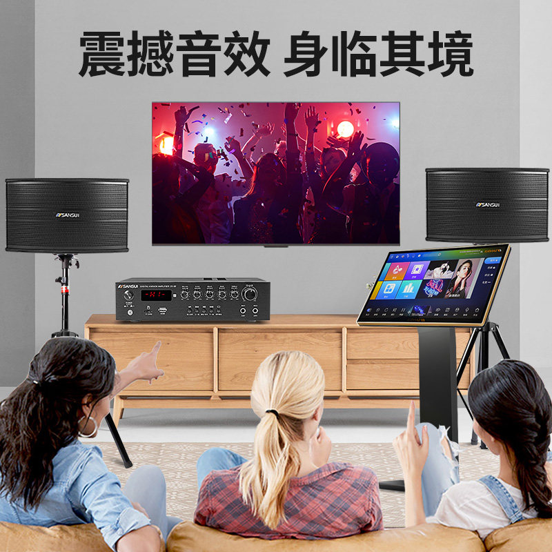 山水sp9-10点歌机家庭功放套装话筒 山水漫冰KTV/卡拉OK音箱