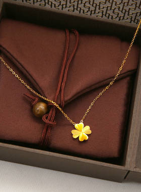 钛钢不褪色四叶草锁骨链送礼