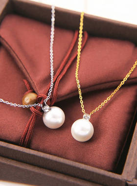 钛钢不掉色白贝珍珠锁骨链