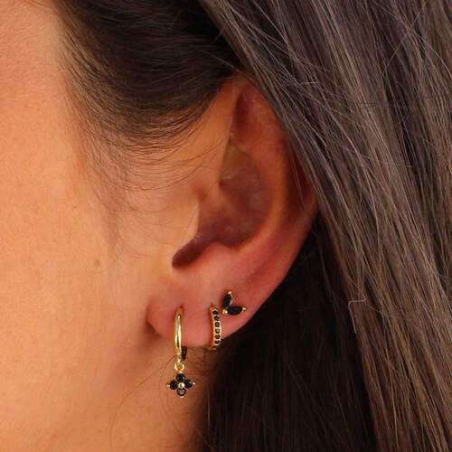 3PCS Exquisite Green Zircon Hanging Earrings Set for Women S - 图1