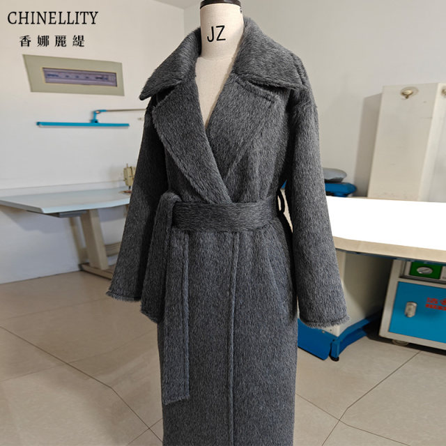 镇店秘鲁进口A级苏丽长毛羊驼皮草级长款大衣加厚保暖毛呢外套女